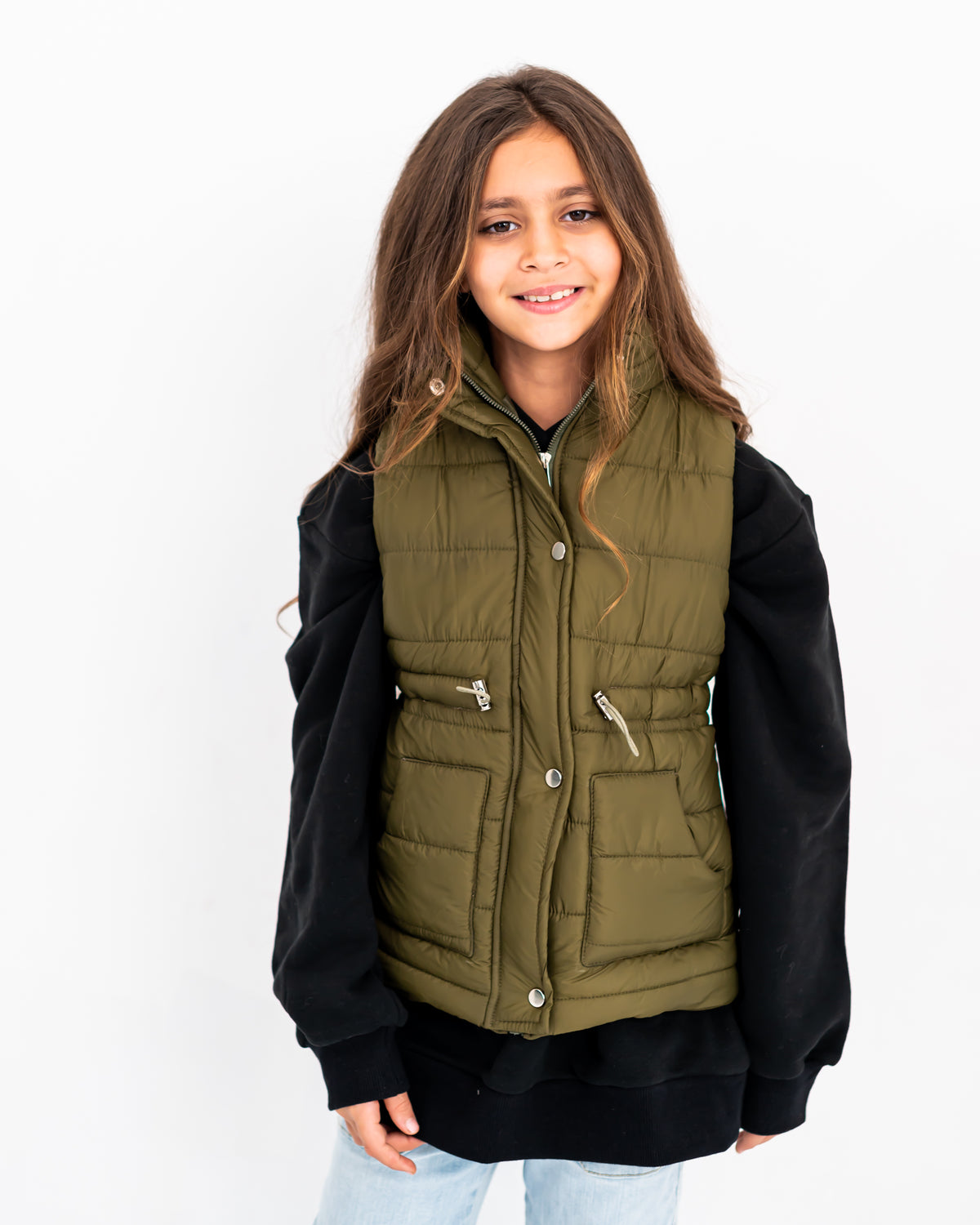 PUFFER VEST -OLIVE