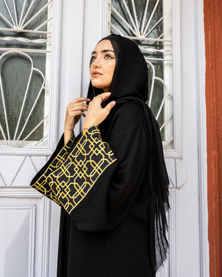 EMBROIDERED ROYAL ABAYA-BLACK