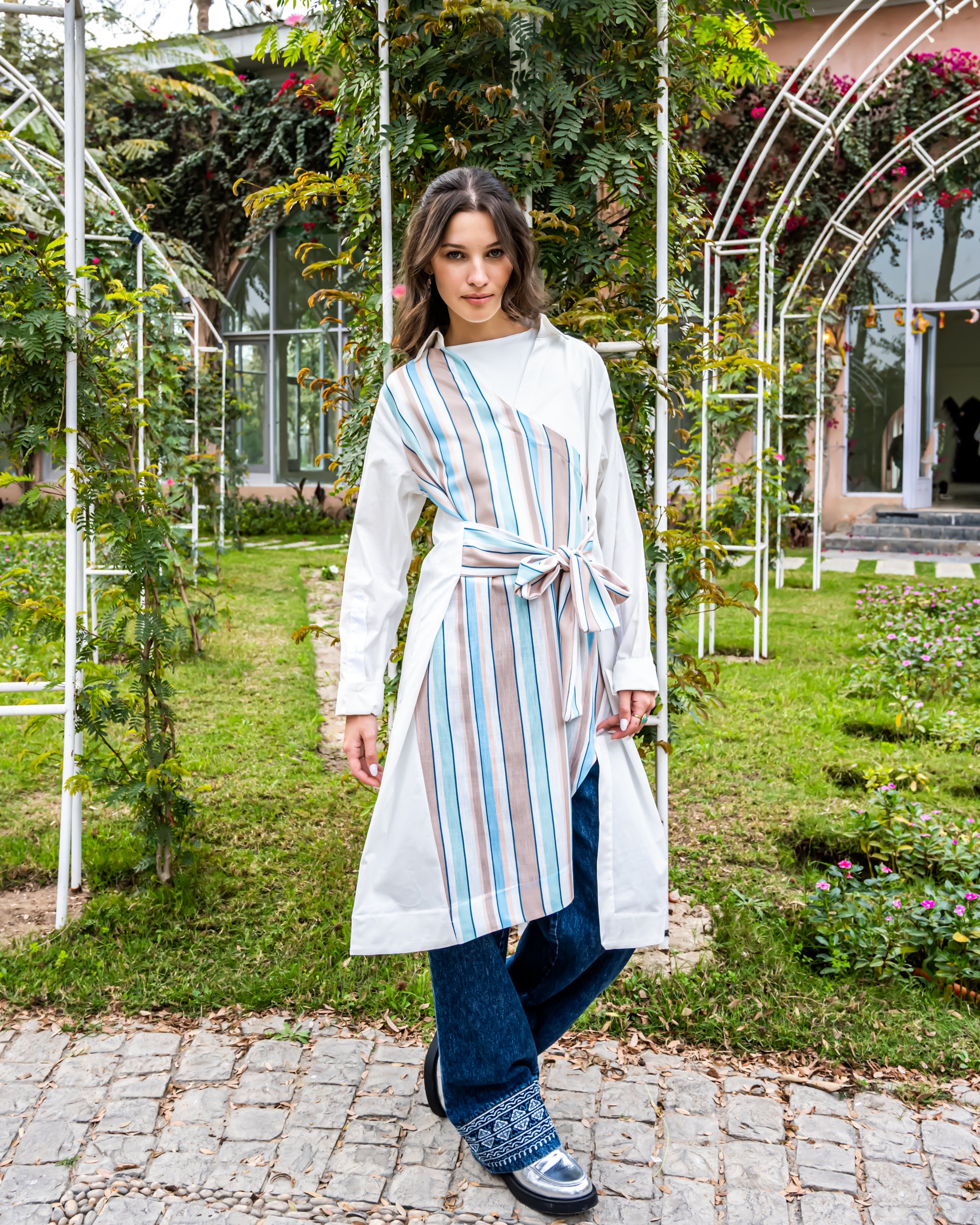 MIXED LONG BLOUSE -MIXED COLOR