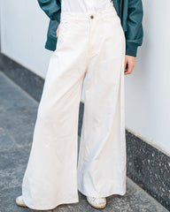 DENIM WIDE LEG PANTS -WHITE