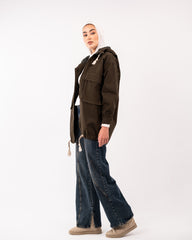 oversize gabardine jacket-ARMY