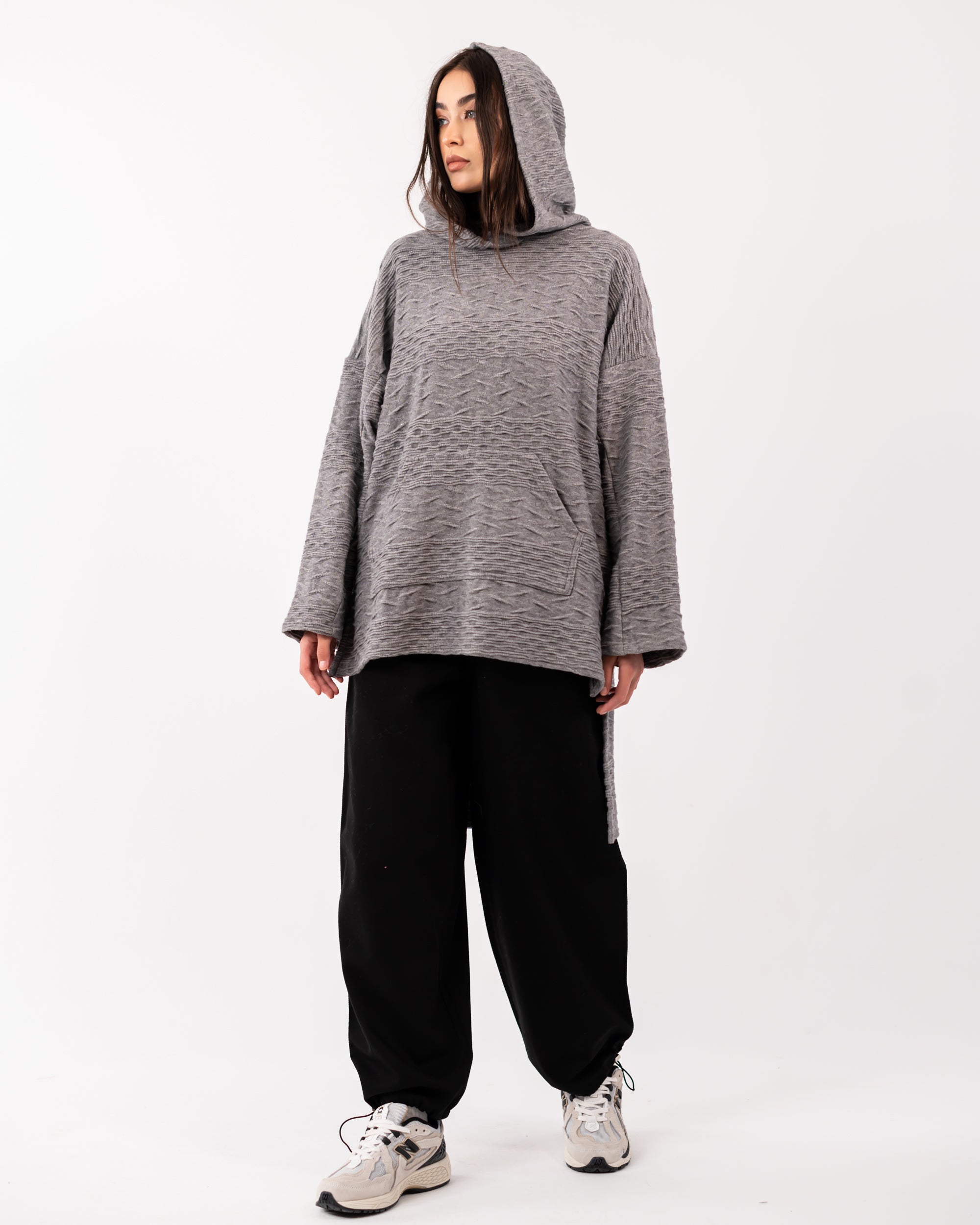 LONG OVERSIZE HOODIE-GRAY