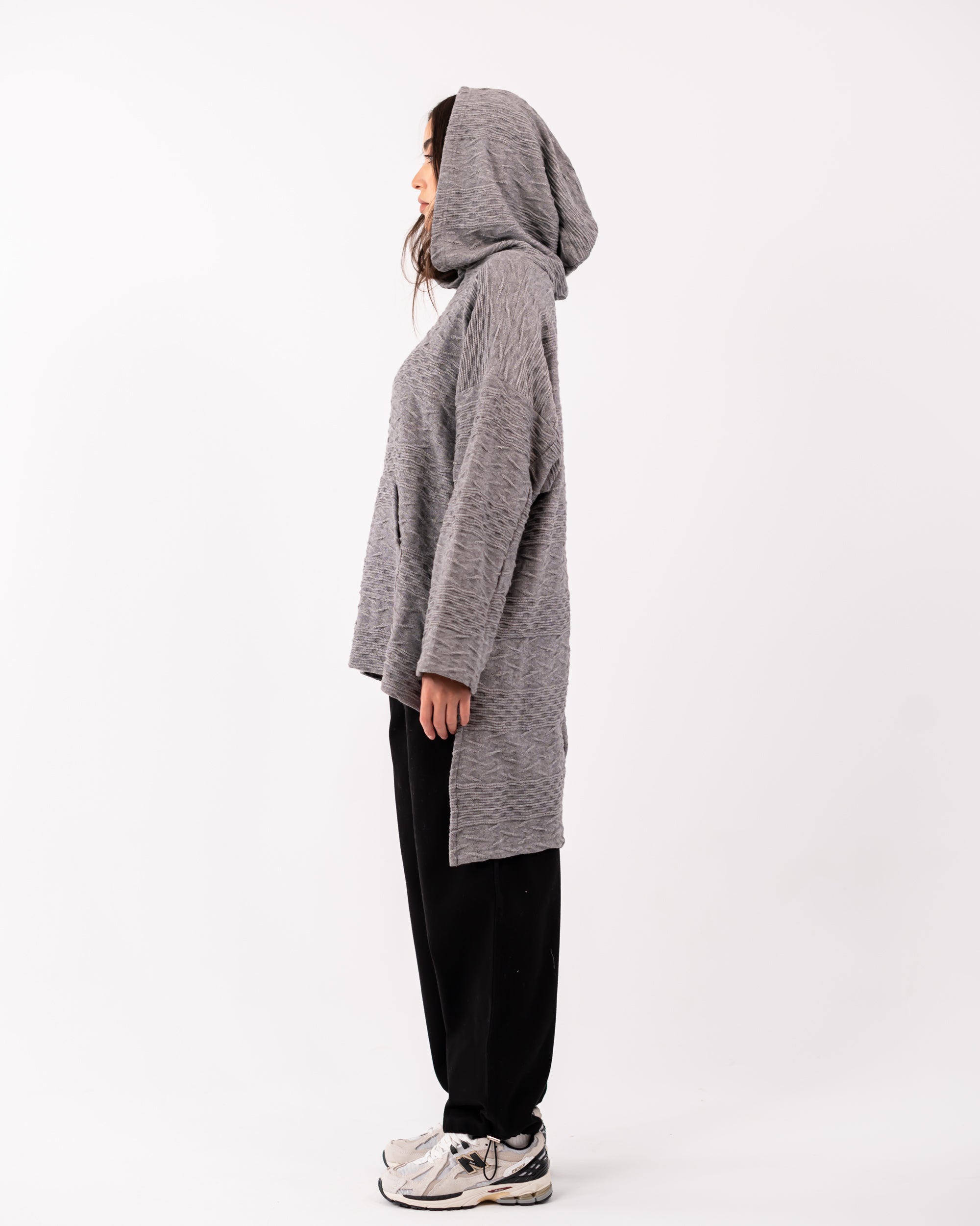 LONG OVERSIZE HOODIE-GRAY