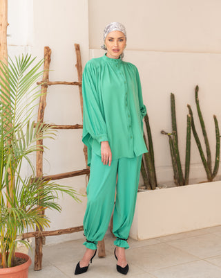 classic wide leg pant-GREEN