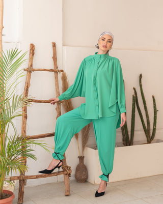 classic wide leg pant-GREEN