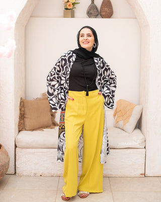 classic wide leg pant-YELLOW