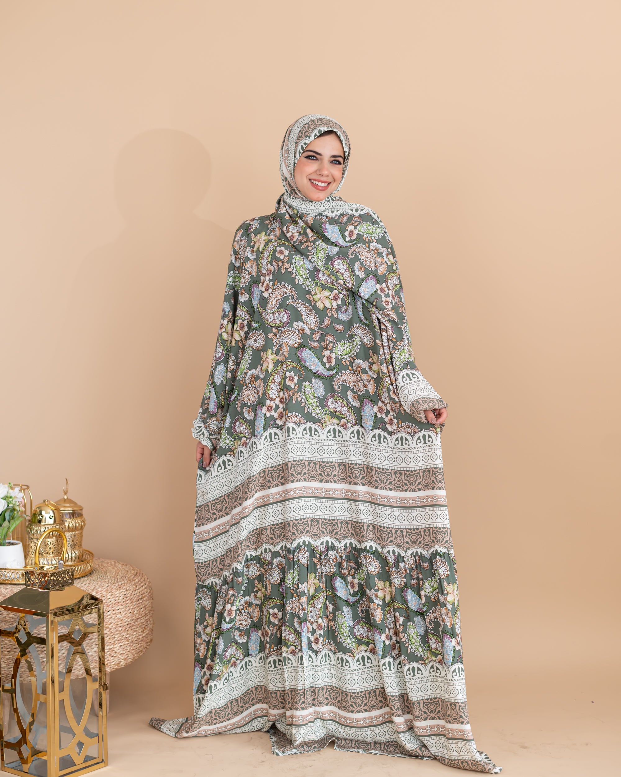 WITH BORDERED PRINTED ISDAL-OLIVE