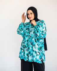 FLOWERED COTTON BLOUSE-MINT GREEN