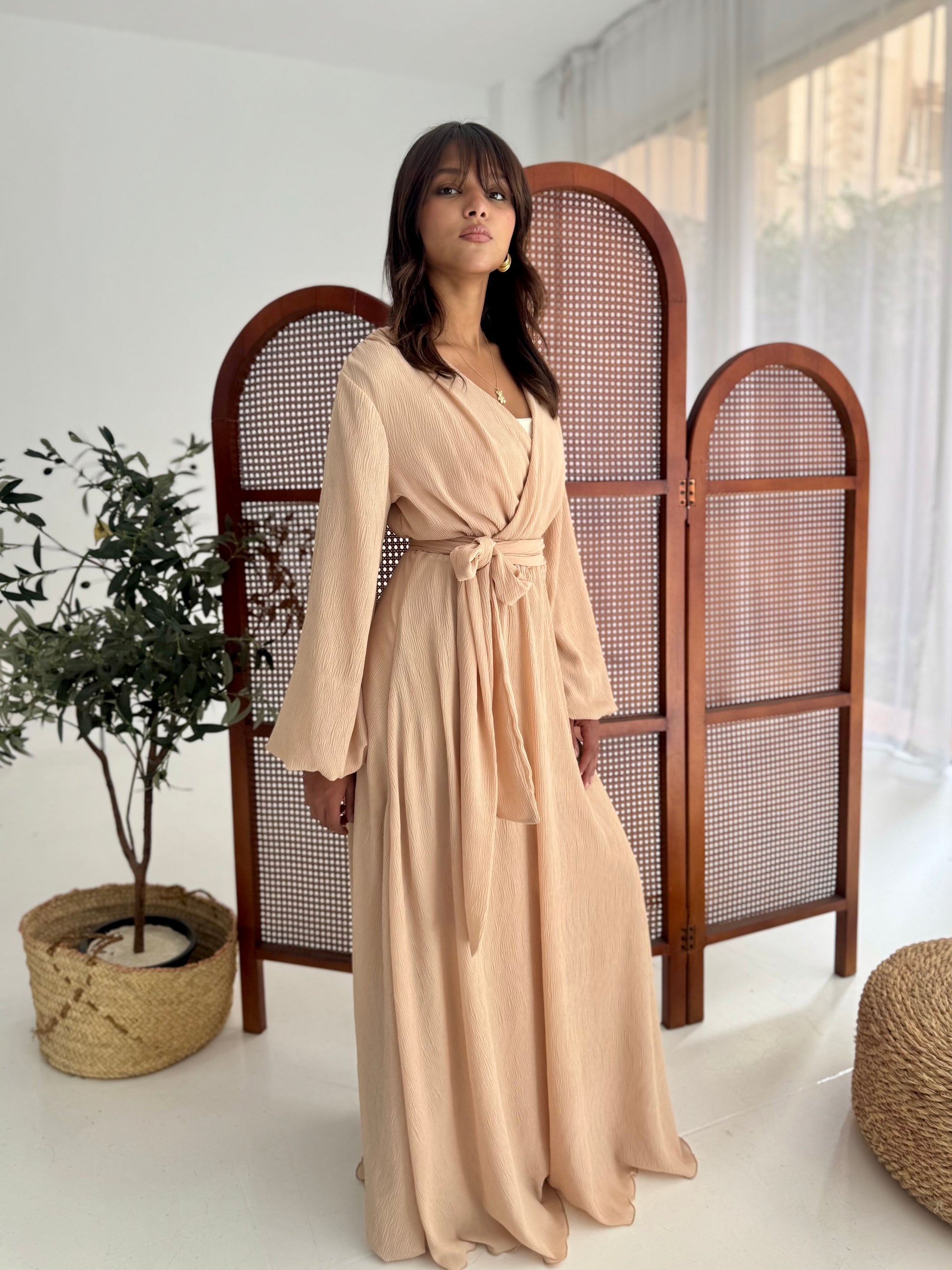 pleated chiffon dress-SIMON