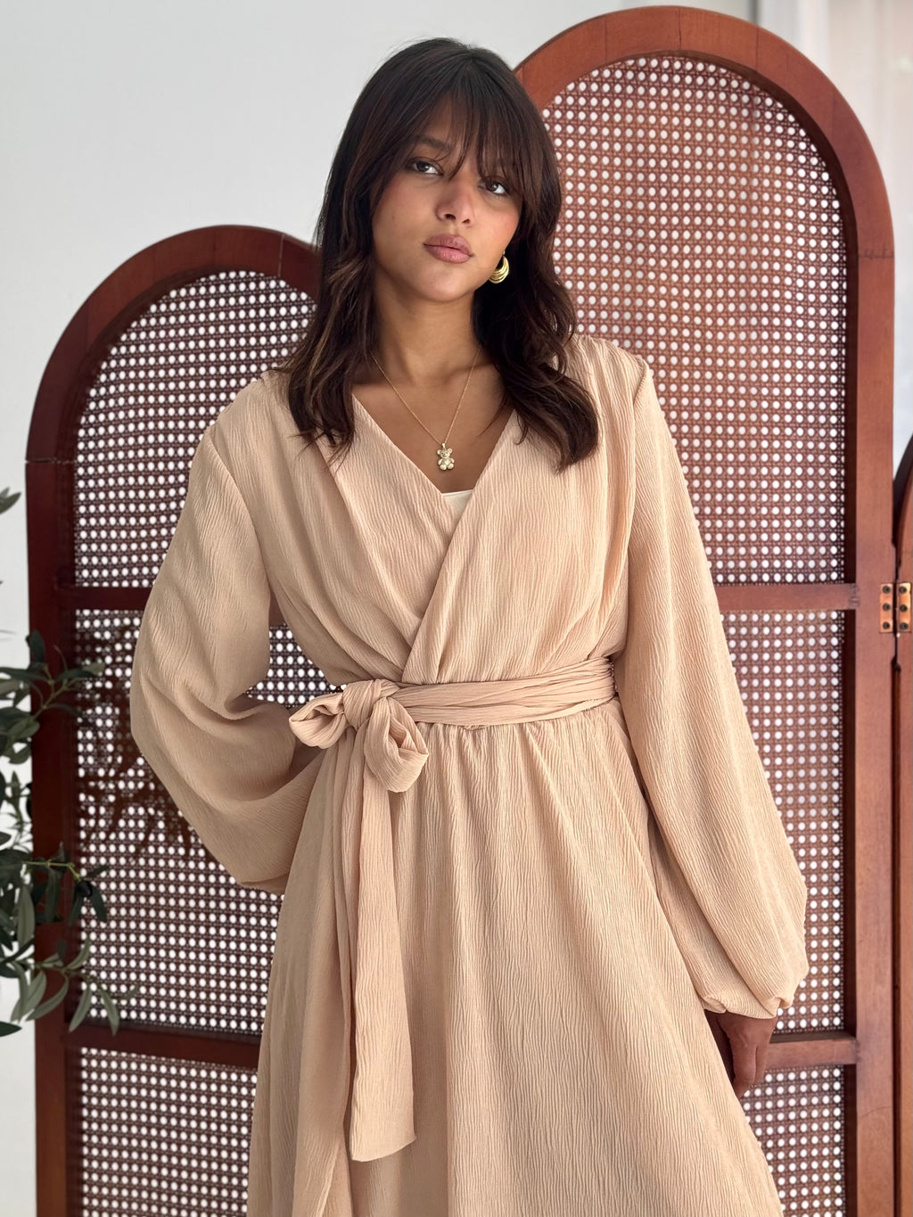 pleated chiffon dress-SIMON