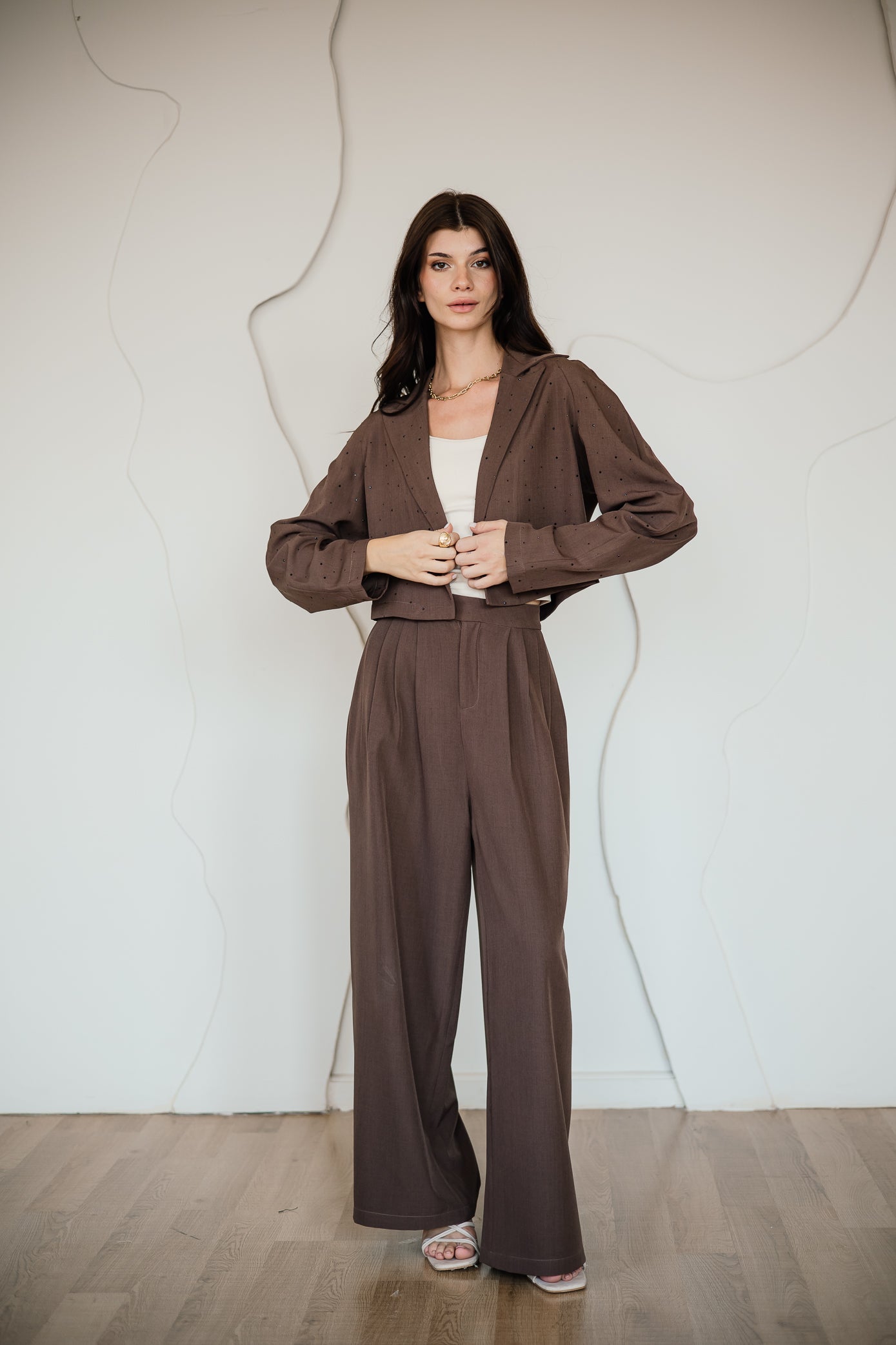 PLEATED WIDE LEG PANTS