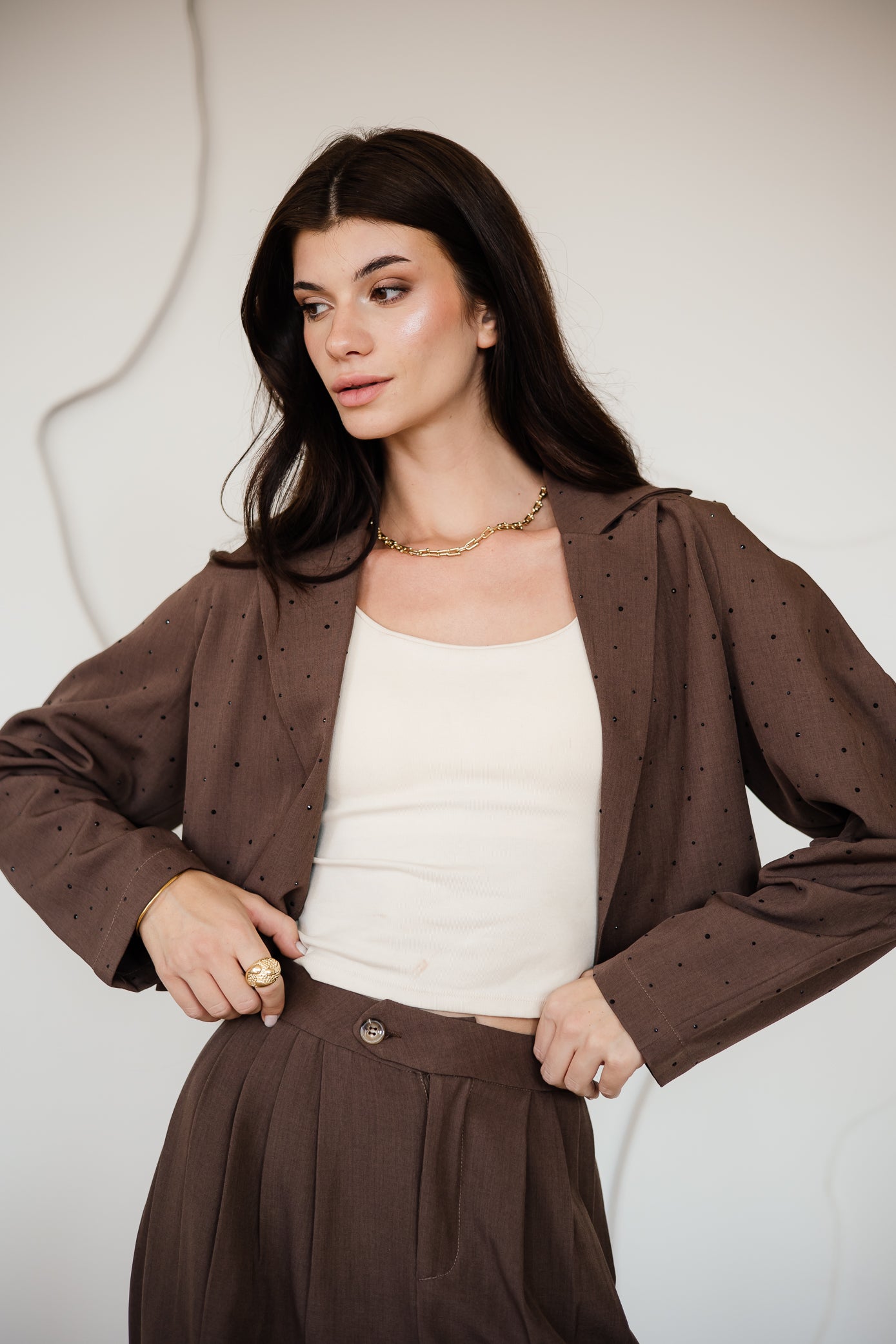 PLEATED WIDE LEG PANTS
