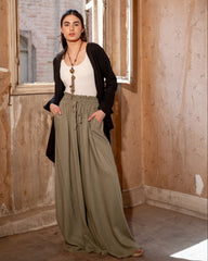 HIGH LOW LINEN BLOUSE-BLACK