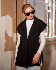 STRIPPED MILTON VEST -BLACK