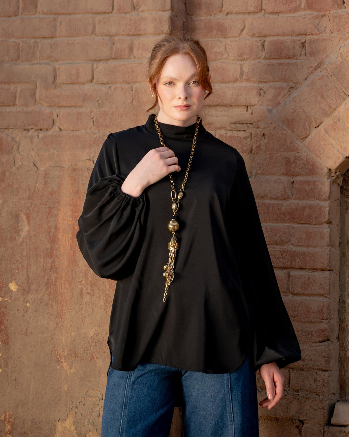 BAFFY SLEEVES BASIC BLOUSE-BLACK