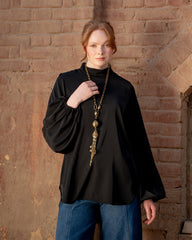 BAFFY SLEEVES BASIC BLOUSE-BLACK