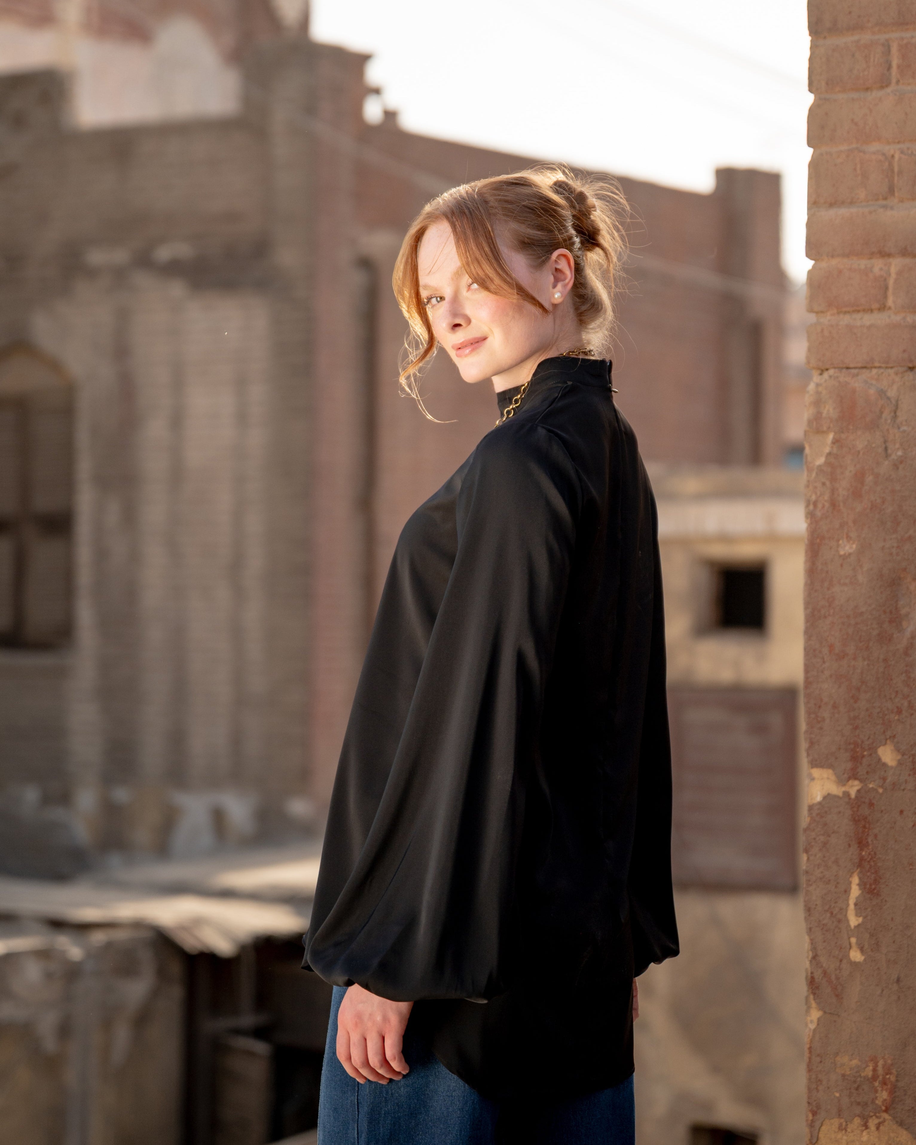 BAFFY SLEEVES BASIC BLOUSE-BLACK