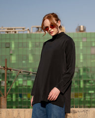 PLAIN BASIC BLOUSE-BLACK