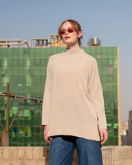 PLAIN BASIC BLOUSE-BEIGE