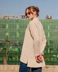 PLAIN BASIC BLOUSE-BEIGE