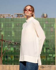 PLAIN BASIC BLOUSE-OFF WHITE