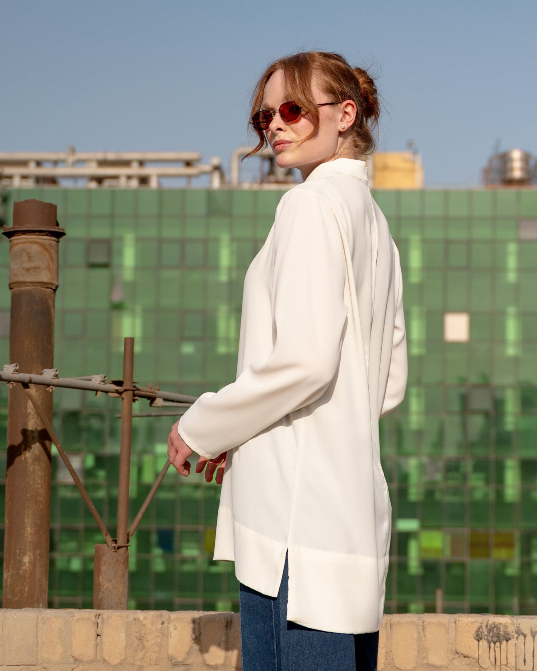 PLAIN BASIC BLOUSE-OFF WHITE