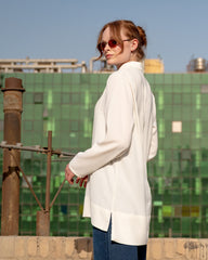 PLAIN BASIC BLOUSE-OFF WHITE