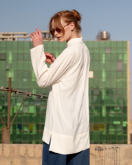 PLAIN BASIC BLOUSE-OFF WHITE