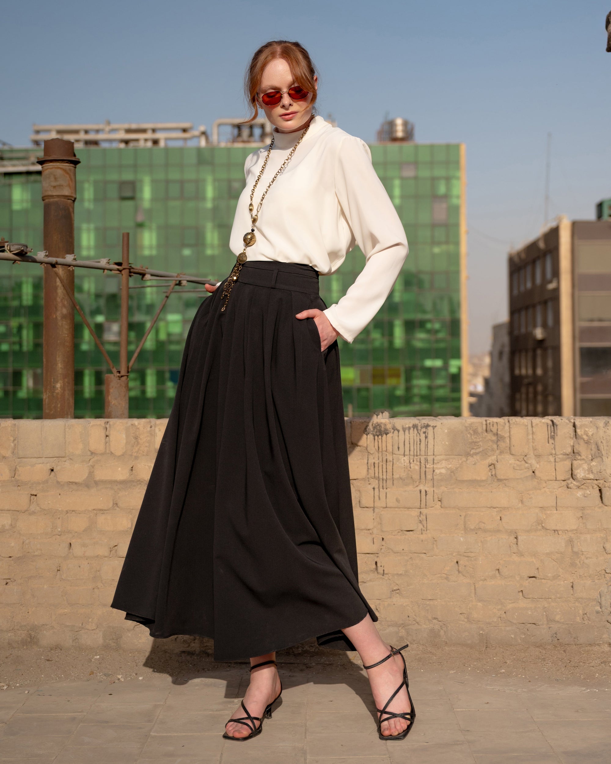 PLAIN BASIC BLOUSE-OFF WHITE
