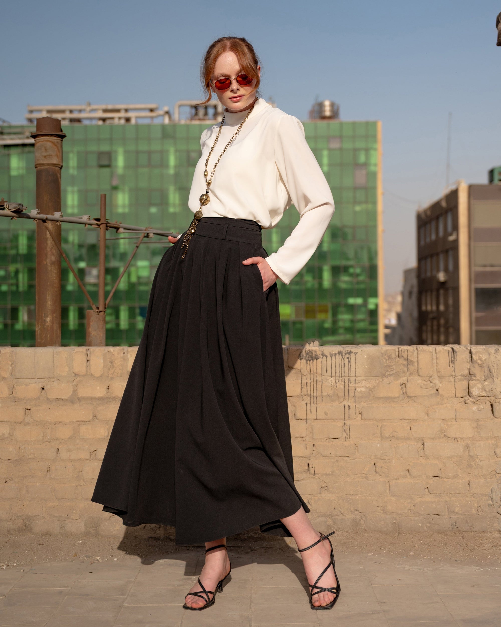 HIGH WAIST KALOSH SKIRT-BLACK