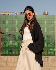 PLAIN OVERSIZED BLOUSE -BLACK