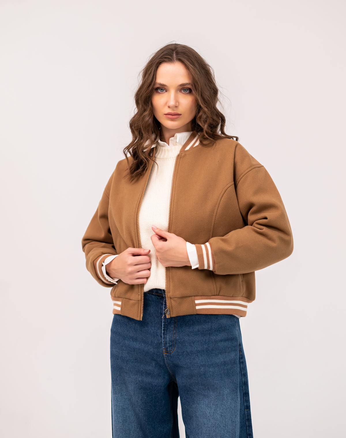 CROPPED OVERSIZE JACKET -CAFE