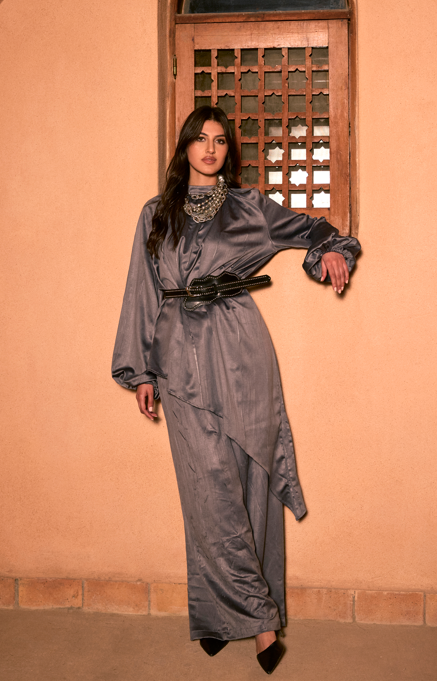 CRINKLE PANTS-GRAY