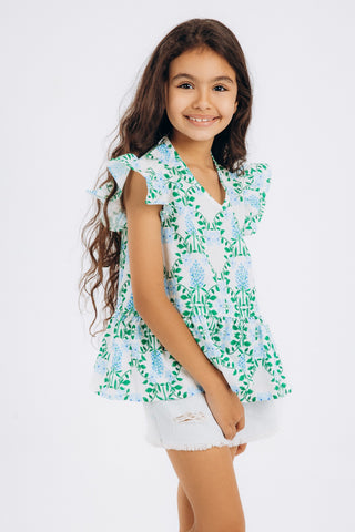 FLOWERED BLOUSE -GREEN