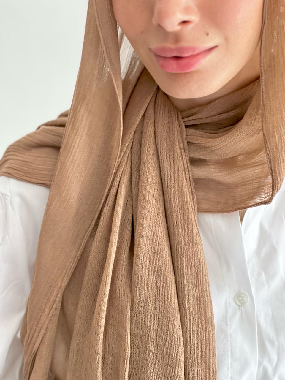 CRINKLE MODAL SCARF-Light Brown