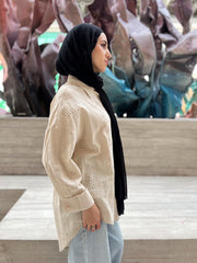 Embroidered Linen shirt-BEIGE
