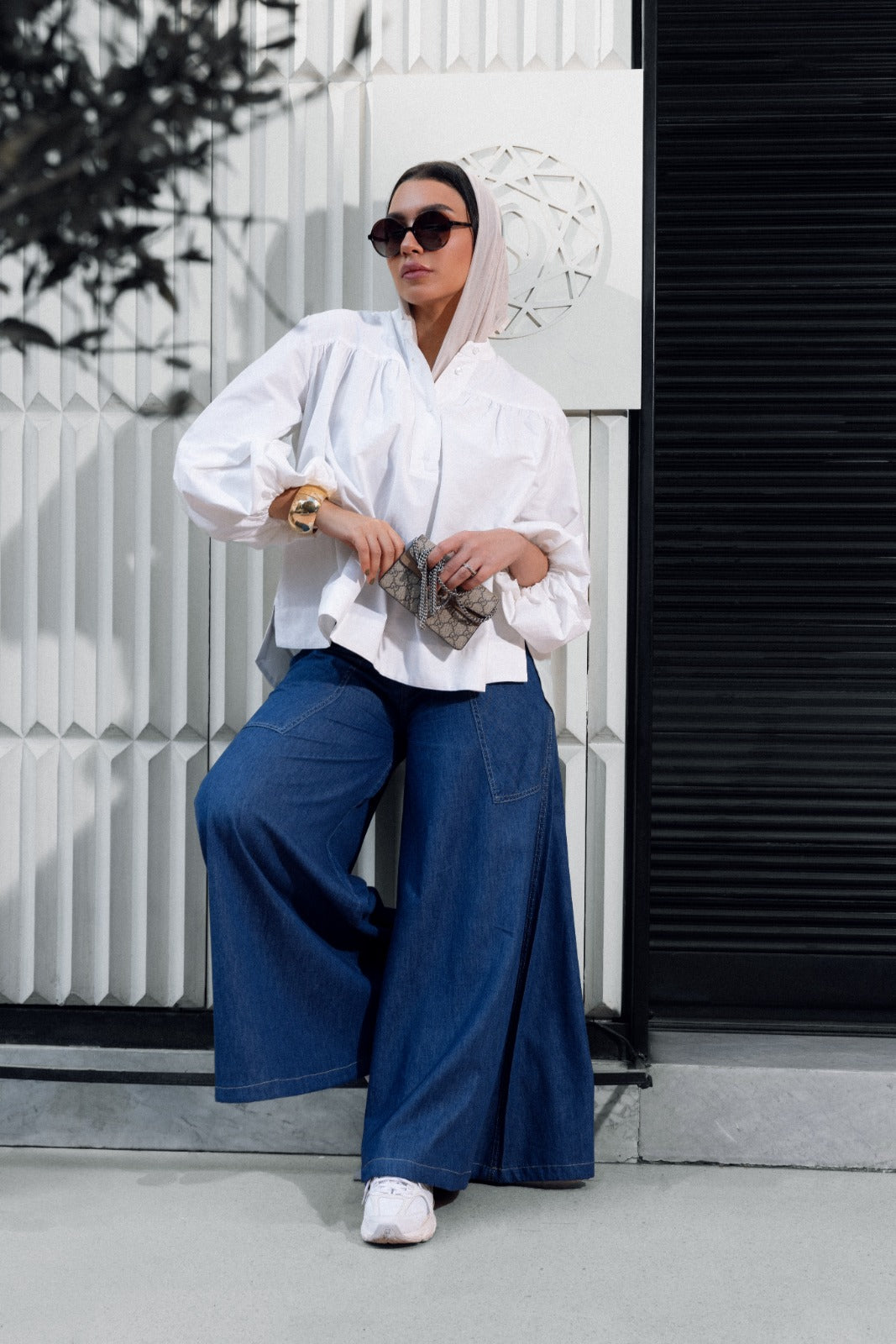 WIDE LEG TROUSERS WITH LONG POCKETS -BLUE
