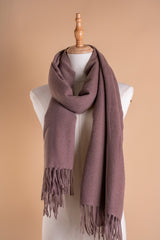 PLAIN WOOL SCARF-BROWN