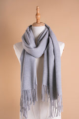 PLAIN WOOL SCARF-GRAY