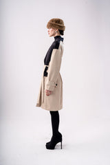 MIXED GABARDINE COAT -BEIGE