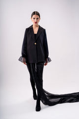 BUFFY SLEEVES BLAZER -BLACK