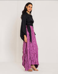 CRINKLE SATIN SKIRT-PURPLE