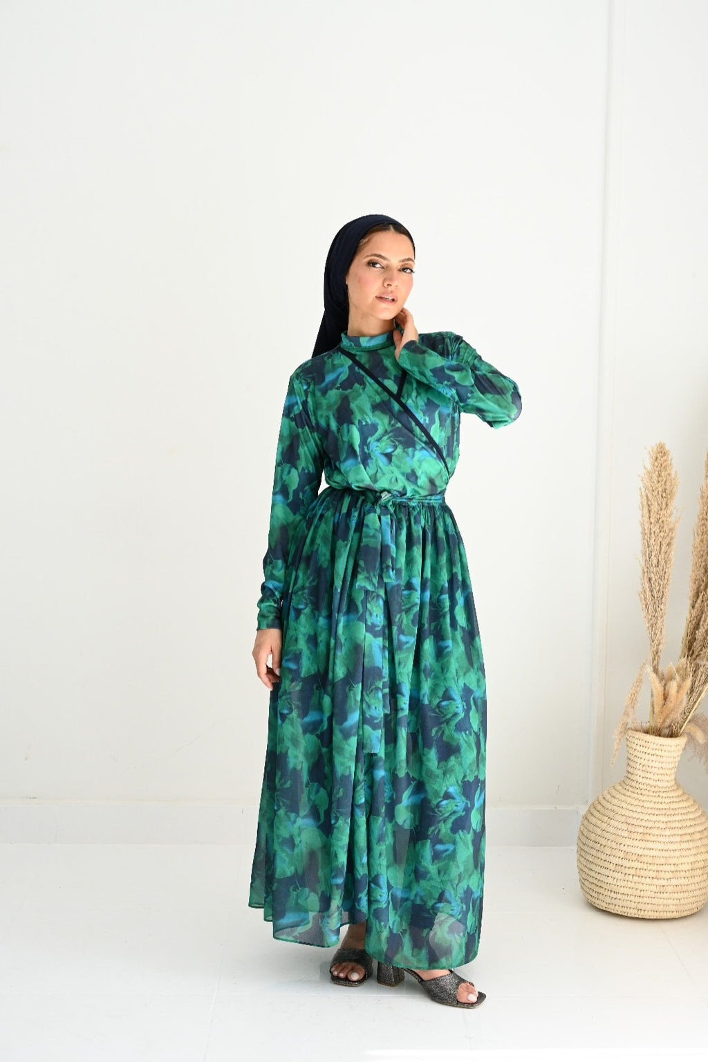 COVERUP CHIFFON SKIRT-IRIS GREEN