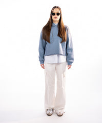 CROPPED HOODIE WITH POCKETS-BABY BLUE