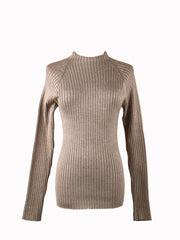 Basic Ribbed Knit Top-BROWN