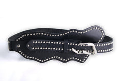 LEATHER STUDDED BELT-BLACK