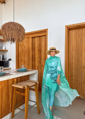 AQUA BLOOM SWIM KIMONO-LIGHT GREEN