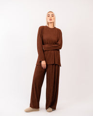 PLEATED PANT -BROWN