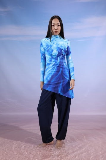 wide leg swimpant-BLUE BLACK  ( PANTS ONLY )