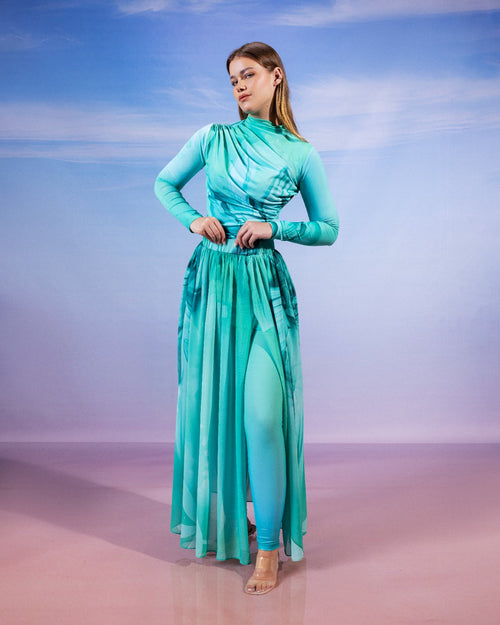 AQUA BLOOM SWIM SKIRT-LIGHT GREEN